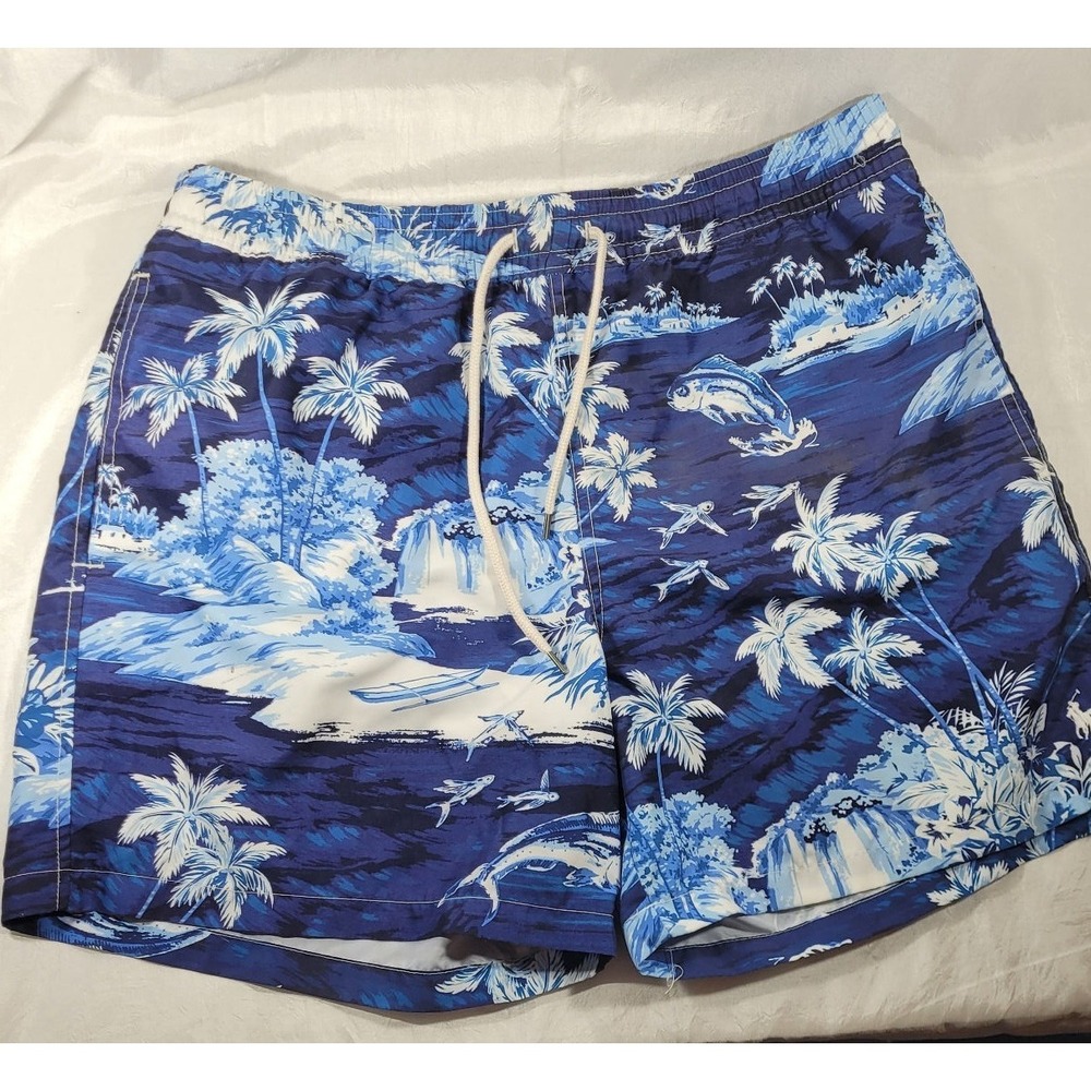 Polo Ralph Lauren Swimwear Men's Swim Trunks - Blue Tropical Palm Trees - XL